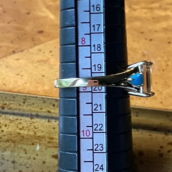 Yellow Labradorite Sleeping Beauty Turquoise Sterling Silver Ring 8.75 - Picture 8 of 9